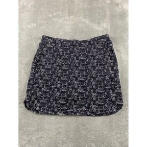 Croft & Barrow Womens Navy Blue White Textured Knit Pull On Mini Skirt Size M